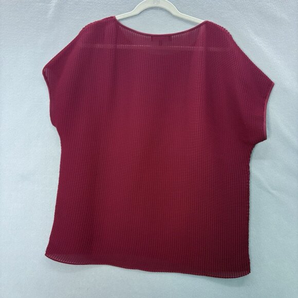 Lafayette 148 New York Red Top‎ Womens SZ Large Semi Sheer texture Professional - Picture 7 of 10
